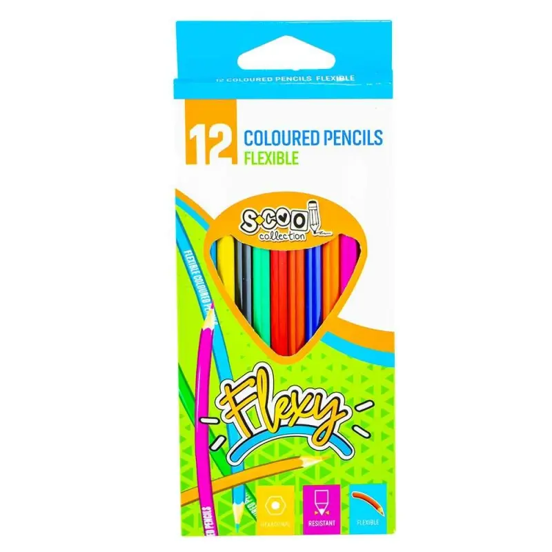 Creioane color, flexibile, 12 culori/set