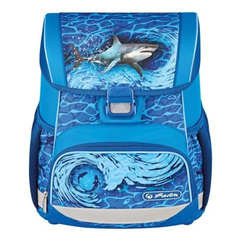 Ghiozdan scolar neechipat Loop, Blue Shark, 37x31x22