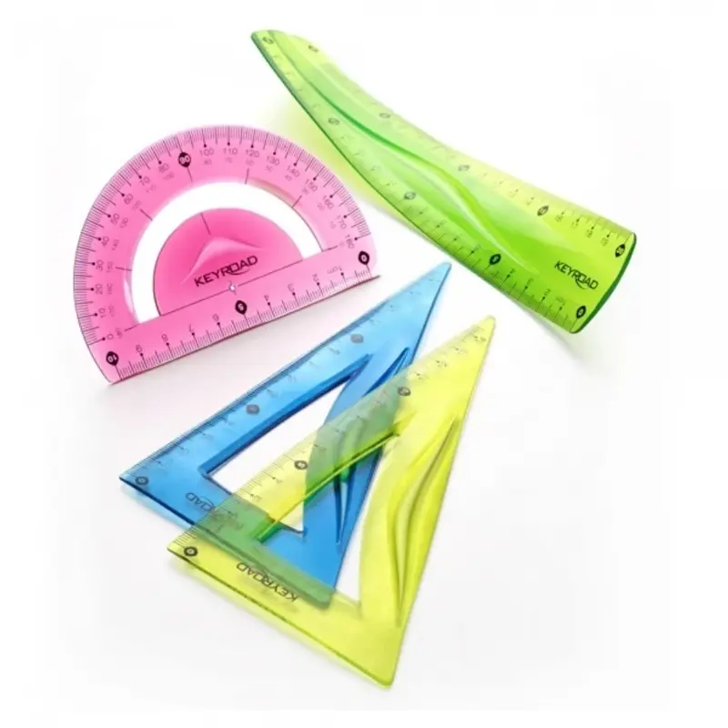 Set geometrie Keyroad, 20cm, PVC, diverse culori, flexibil, blister 3 piese
