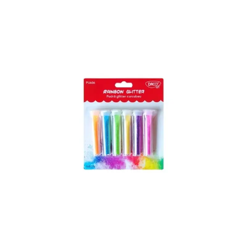 Pudra glitter set 6 curcubeu DACO