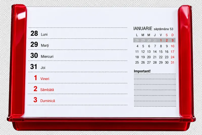 Calendar birou saptamanal 53 coli, 142x212 reutilizabil diverse culori 2027