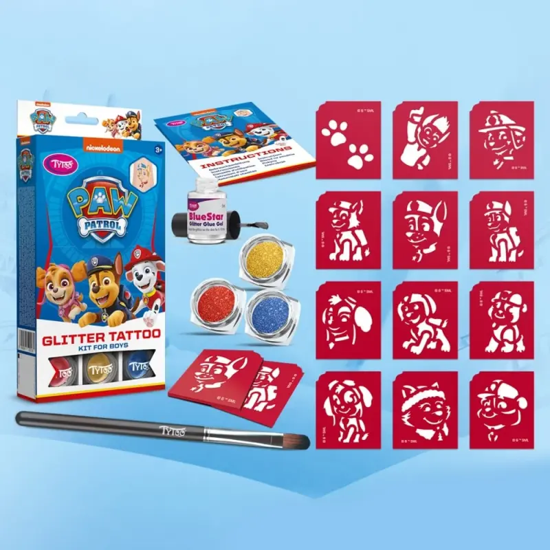 Set tatuaje cu sclipici Paw Patrol, Baieti