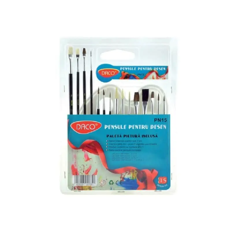 Pensula Set 15 Cu Paleta Acuarela Daco