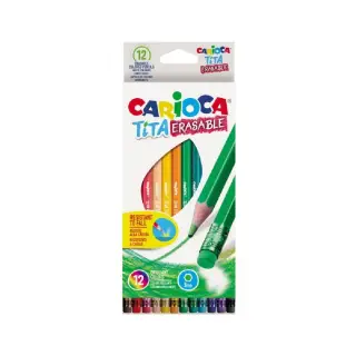 Creion color, 12 culori cu radiera Carioca Tita Erasable