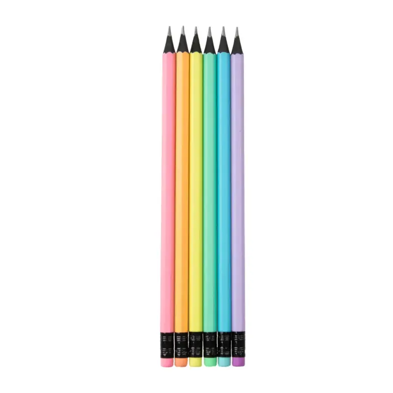 Creion Strigo HB cu guma de sters multicolora, lemn negru si corp pastel