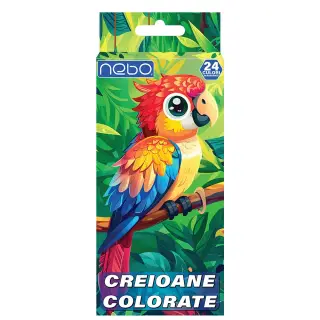 Creioane color, hexagonale, 24 culori - NEBO