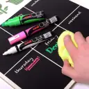 Set 8x Marker cu creta UNI Chalk PWE-5M, 1.8-2.5mm, alb, galben, verde, albastru, violet, rosu, portocaliu, roz 3