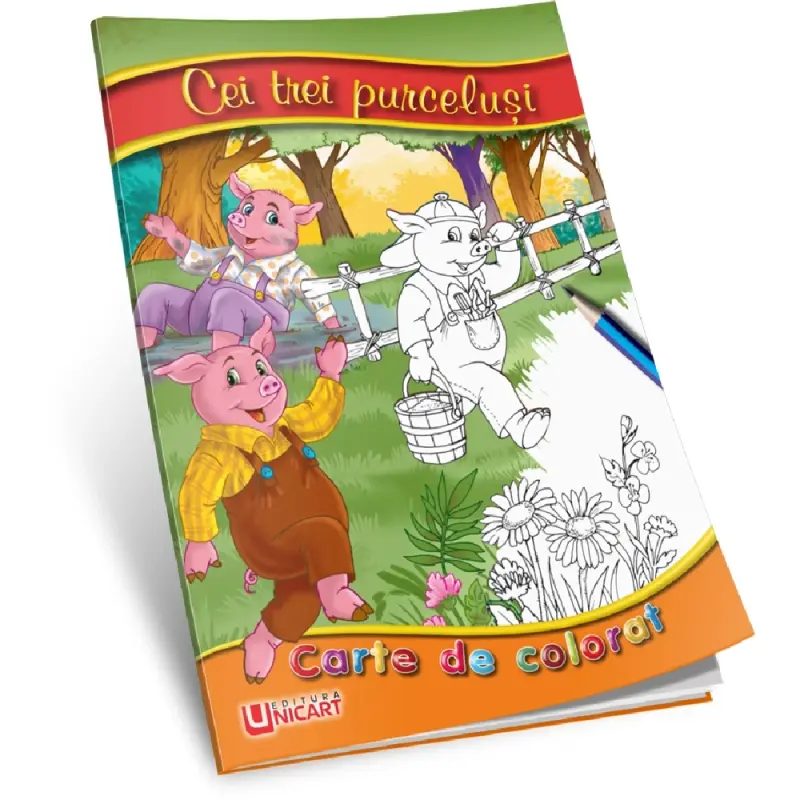 Carte de colorat - Cei trei purcelusi