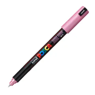Marker UNI Posca, 0.7 mm, varf fin metalic, Roz Metalizat