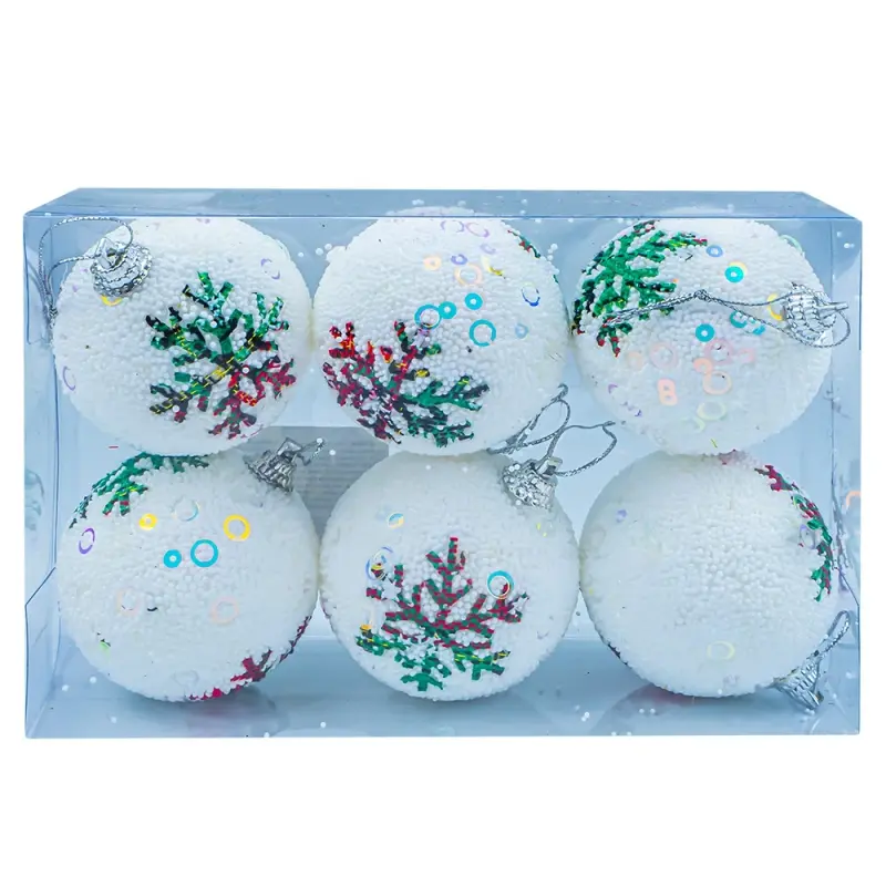 Globuri pom Craciun - Fulgi, 6 cm, 6 buc/set
