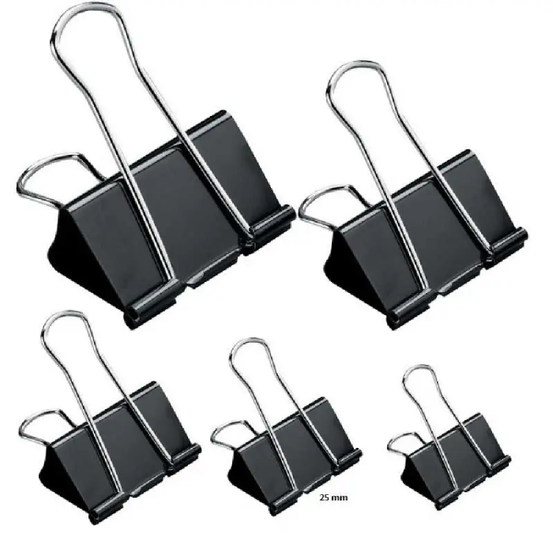 Clipsuri metalice, negre, 25mm, 12buc/set - OFFISHOP