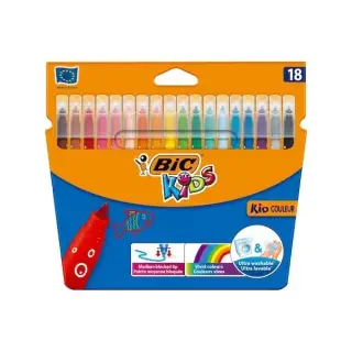 Carioci colorate Bic Kids Kid Couleur, 18 culori, ultralavabile, blister carton