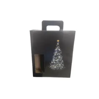 Cutie cadou carton 3 sticle cu fereastră și mâner 265x85x320 mm