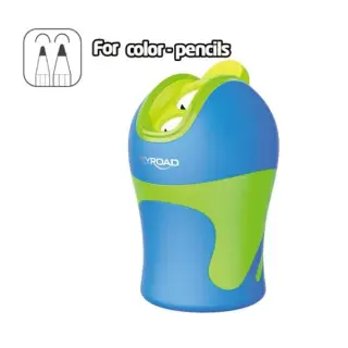 Ascutitoare dubla Keyroad, 2 orificii, plastic, cu rezervor, pentru creioane colorate, diverse culori intense