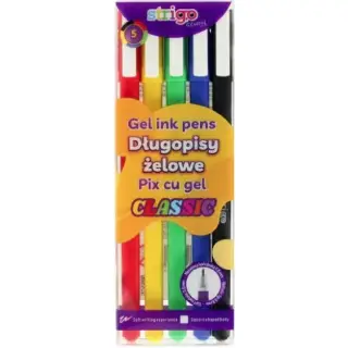 Set 5 buc Pix cu gel Strigo Clasic - 0.8mm