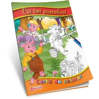 Carte de colorat - Cei trei purcelusi