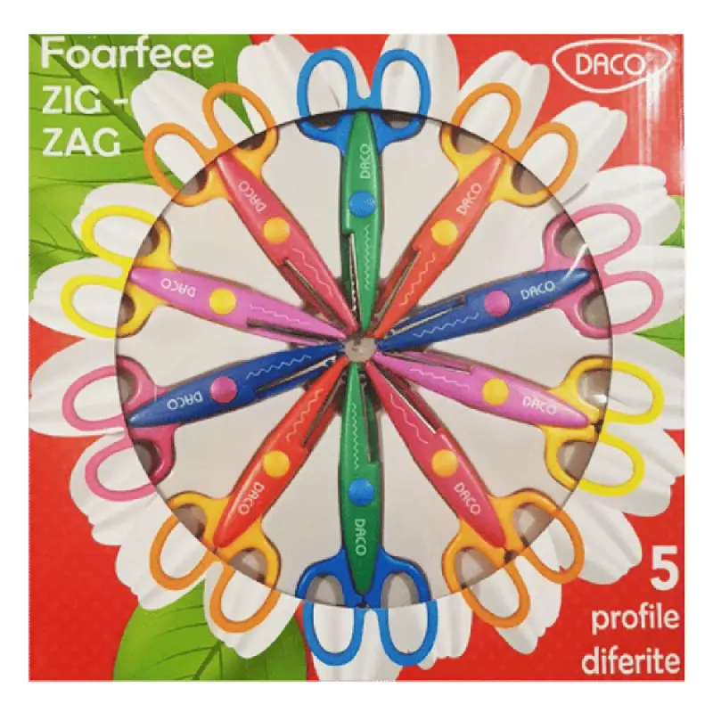 Foarfeca 14 cm, 10buc/set, Zig Zag Daco