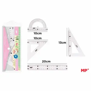 Set geometrie Main Paper, 4 piese, Roz