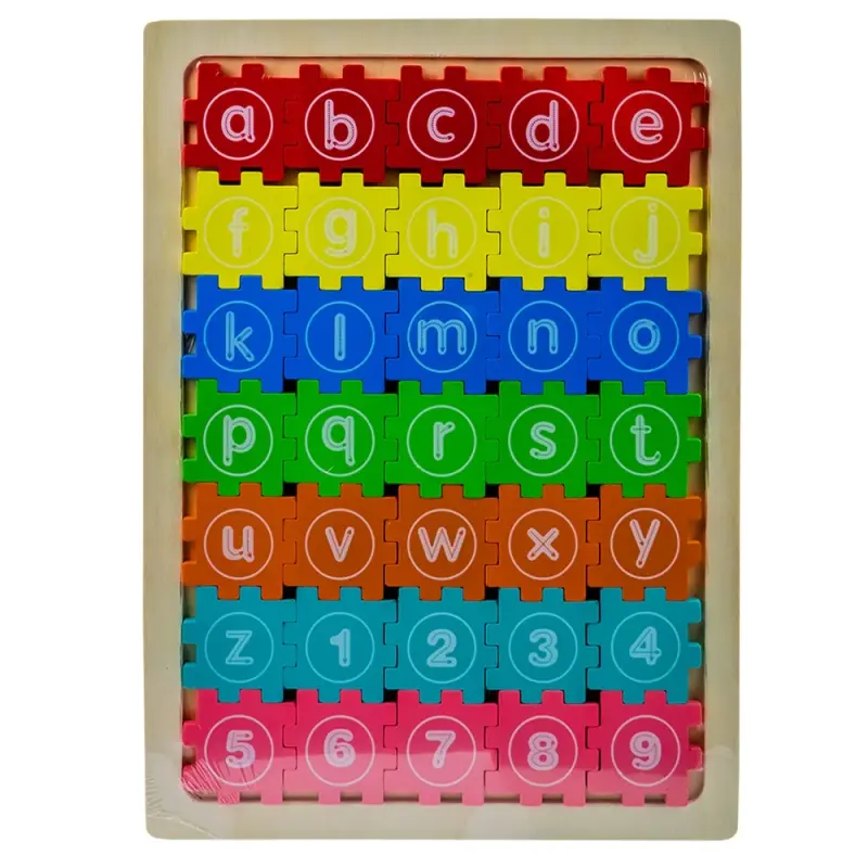 Puzzle din lemn, Litere/Cifre, 22,5x30 cm