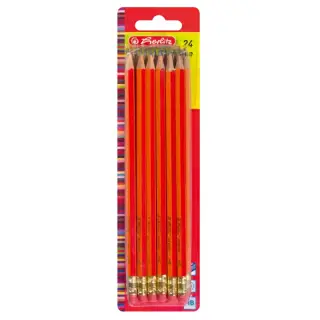 Creion grafit cu radiera HB Rosu set 24