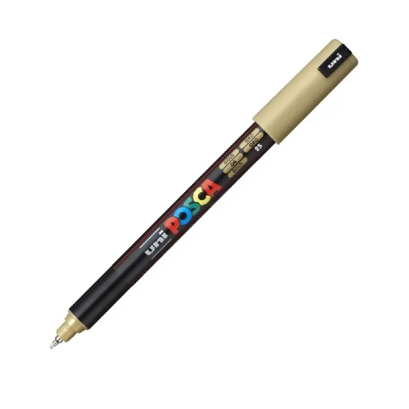 Marker UNI Posca, 0.7 mm, varf fin metalic, AURIU