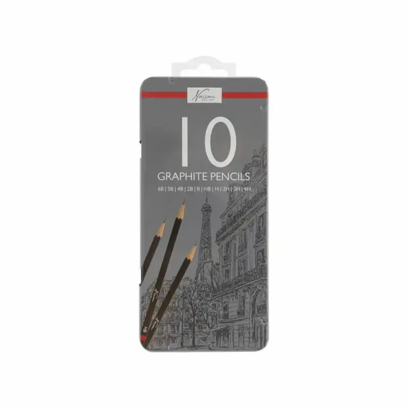 Set creioane grafit, 10 bucati, duritati diferite