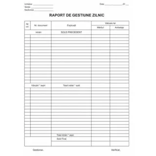 Raport de gestiune zilnic A4 vertical ( Dany Cris )