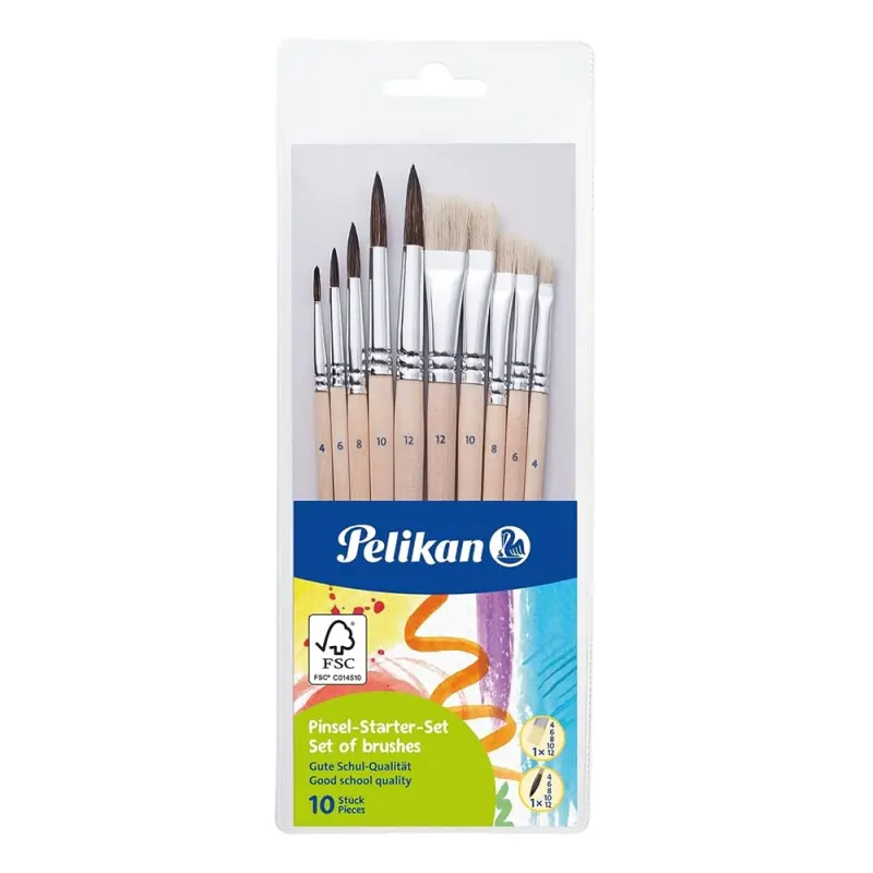 Pensule pentru incepatori PELIKAN, 10 buc/set