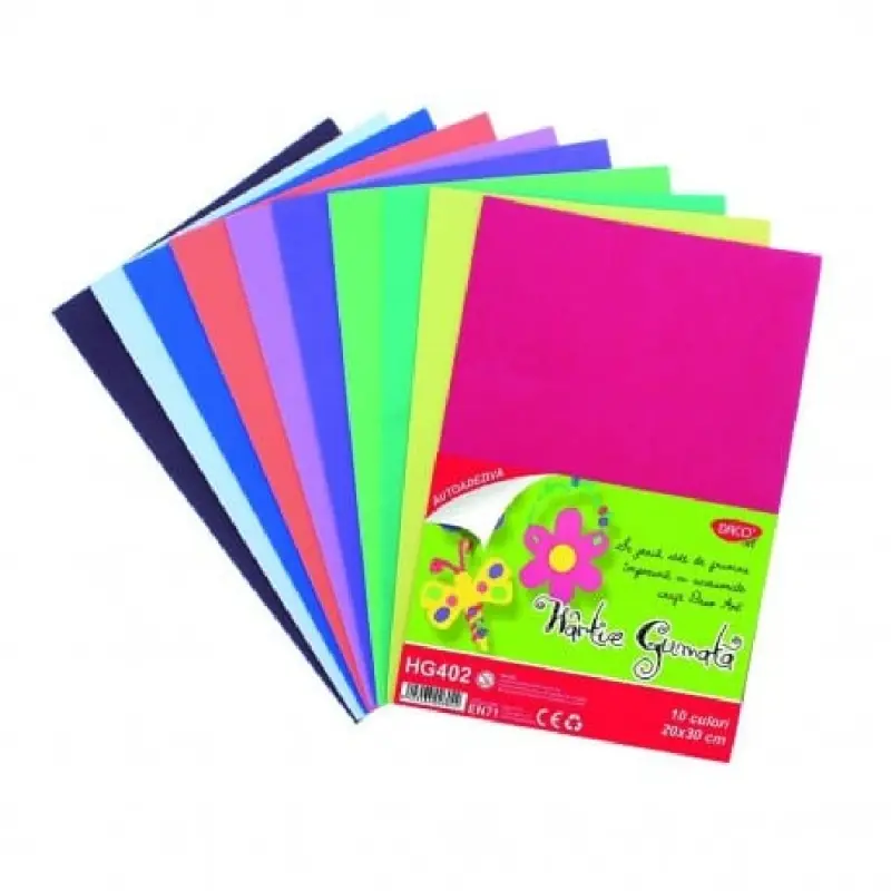 Hartie Gumata Autoadeziva 10 coli 10 culori Daco (HG402)