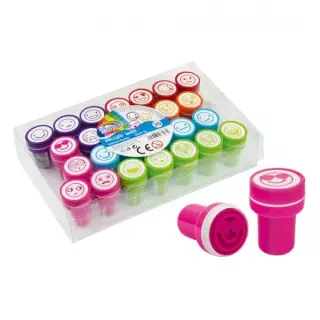 Stampile pentru copii Fiorello, emoticoane, 6 culori, set de 26 modele