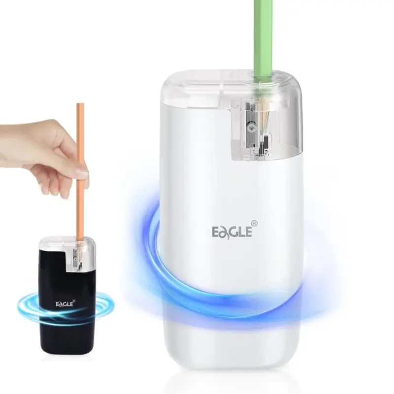 Ascutitoare electrica Eagle TY61, alimentare 2 baterii AA neincluse, 1 orificiu, 6-8mm, plastic, alb / negru