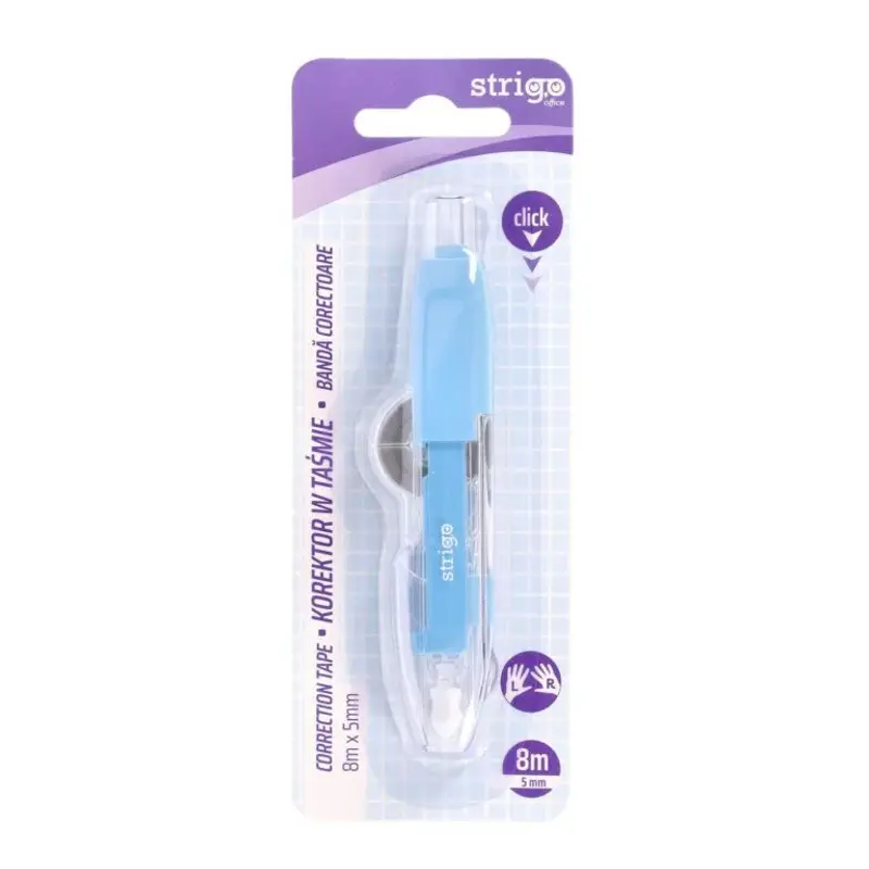 Banda Corectoare Strigo - Pix cu mecanism, 5mm x 8m Albastru/Verde