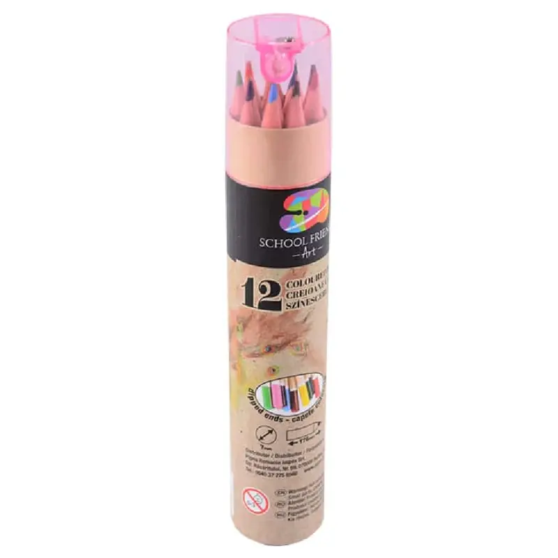 Creioane Color SF ART 12culori NATUR in tub carton cu ascutitoare