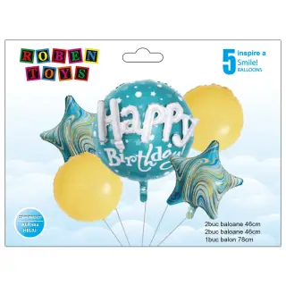 Set Baloane folie aluminiu "Happy Birthday" Albastru