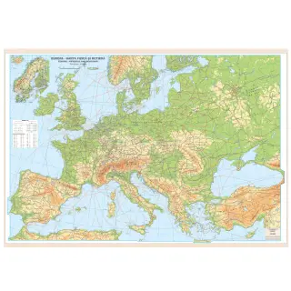 Harta EUROPA fizica 140x100cm, plastifiat
