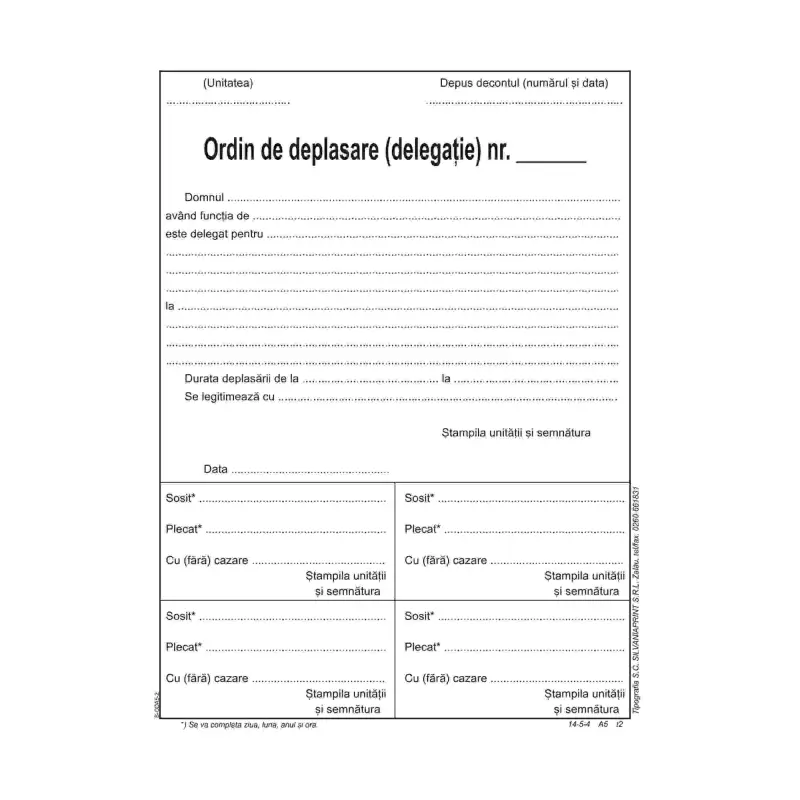 Ordin de deplasare ( delegatie ) ( Dany Cris )