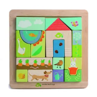 Puzzle Educativ - Ilustratii Din Gradina, Lemn, 17 piese