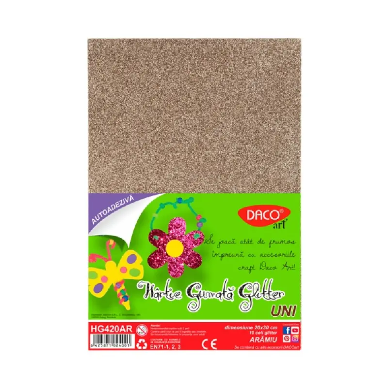 Hartie Gumata Autoadeziva Glitter Aramiu Daco (HG420AR)