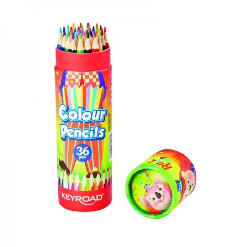 Creioane colorate Keyroad, triunghiulare, 36 culori, cutie carton