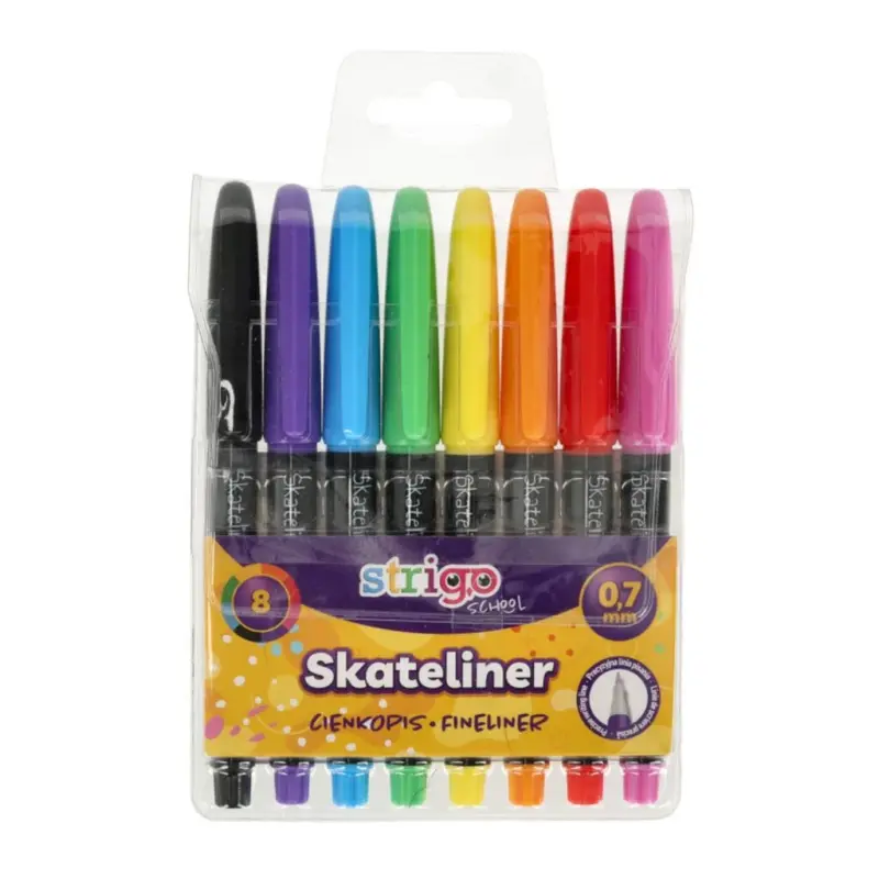 Fineliner Strigo Skateliner, 8 culori, 0.7mm