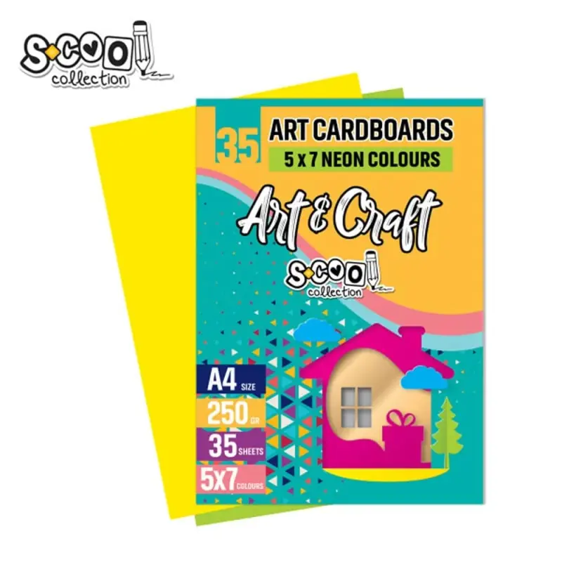 Carton color A4, 250g, 35 coli, 7 culori neon/set - S-COOL