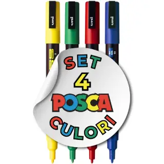 Marker UNI PC-3M Posca 0.9-1.3 mm, set 4 culori