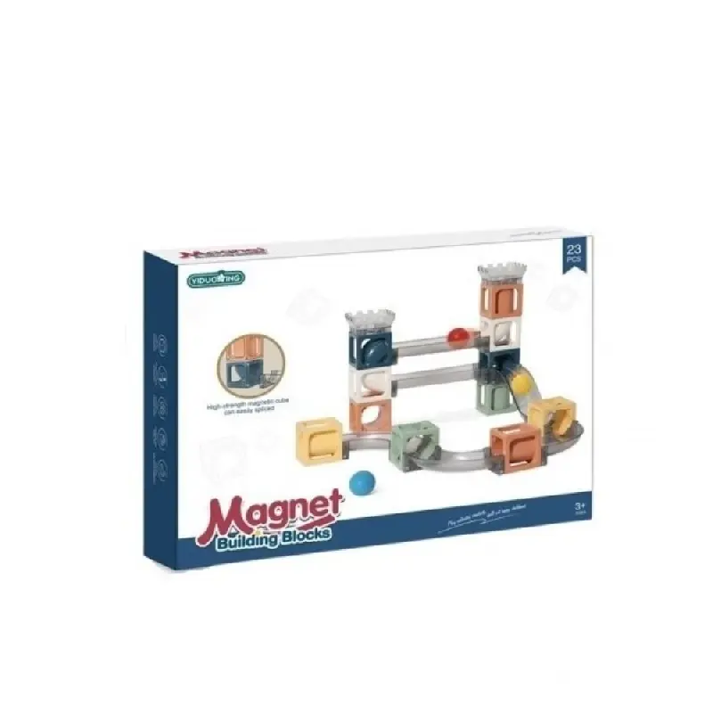 Set Piese Magnetice De Constructie, Cu Tobogane Si Bile