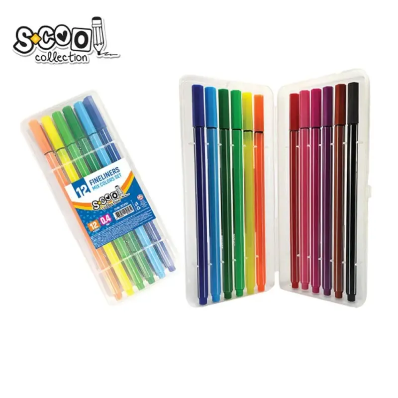 Fineliner, varf 0.4mm, 12 cul/set - S-COOL