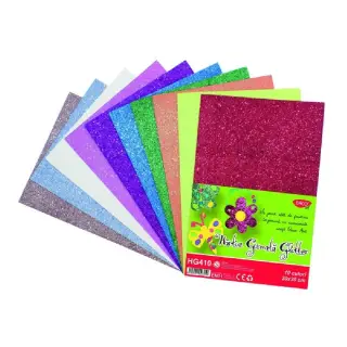 Hartie gumata glitter 10 coli 10 culori DACO (HG410)