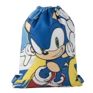 Rucsac cu snur pentru copii Cerda Sonic, albastru cu verde