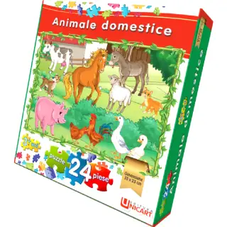 Puzzle 24 piese - Animale Domestice 33x23 cm