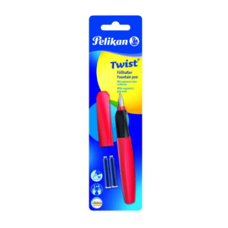 Stilou twist fiery rosu, penita M cu 2 rezerve