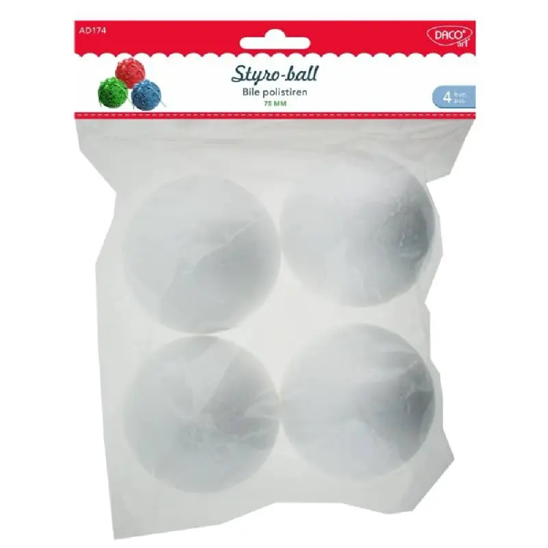 Accesorii craft - AD174 Bile polistiren set 4, 75 mm DACO