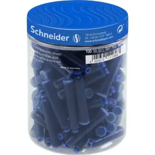 Patroane cerneala scurte Schneider 6803, albastre, 100 bucati/borcan, 2847